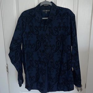 Navy Blue/Black Detailed Button-Up Long Sleeve